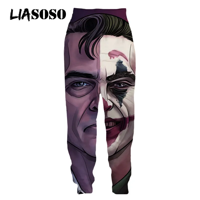 

LIASOSO 3D Print Men Women Movie Joker Face Horror Fashion Street Casual Sweatpants Harajuku Sweat Pants Cool Joggers Anime Pant