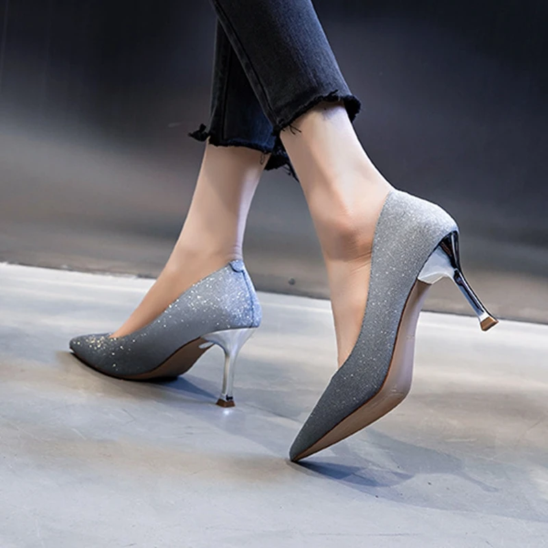 

ZHUISE 8cm High-Heeled Shoes Women's Spring 2021 New Pointed Slim Heel Shoes Women's Manufacturers Direct Selling Women's Shoes