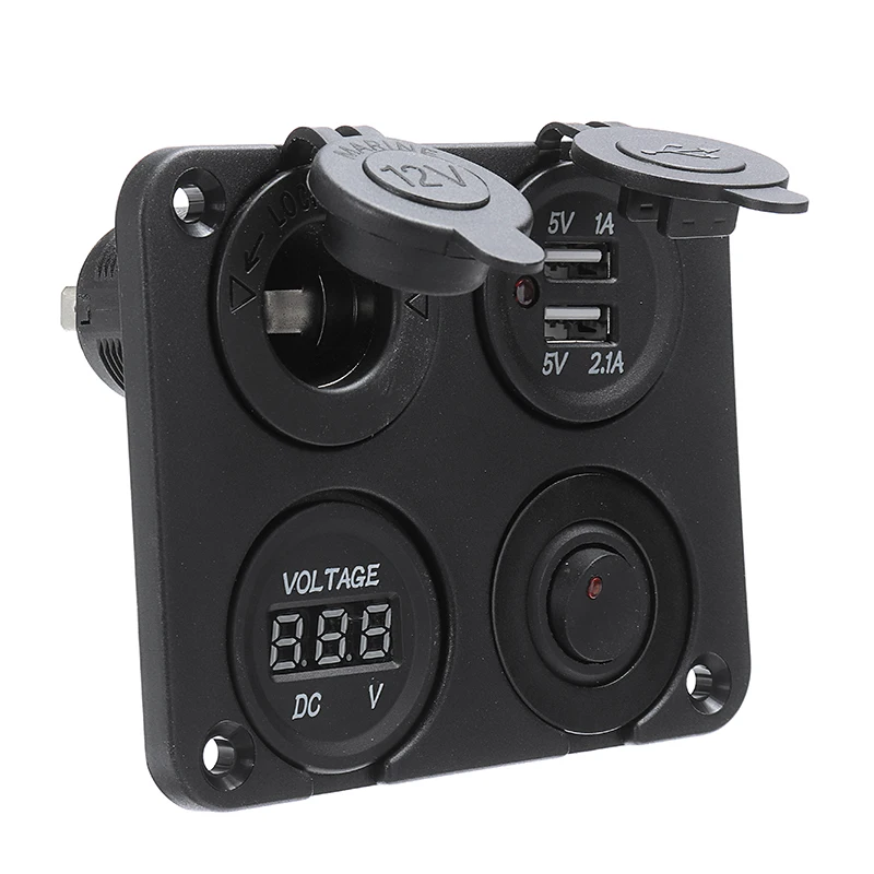 DC 12V-24V 2.1A двойной USB зарядное устройство переключатель вольтметра панель