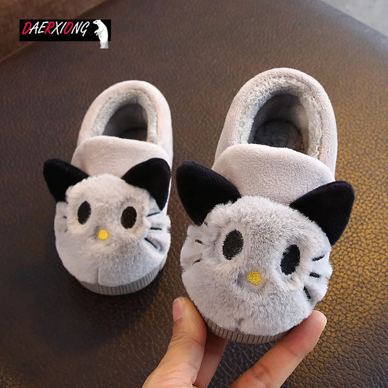 Детские тапочки домашняя детская хлопковая обувь с милым рисунком кота домашние