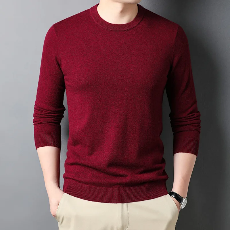 

Свитер Мужская одежда осень-зима теплый однотонный шерстяной Повседневный с круглым вырезом