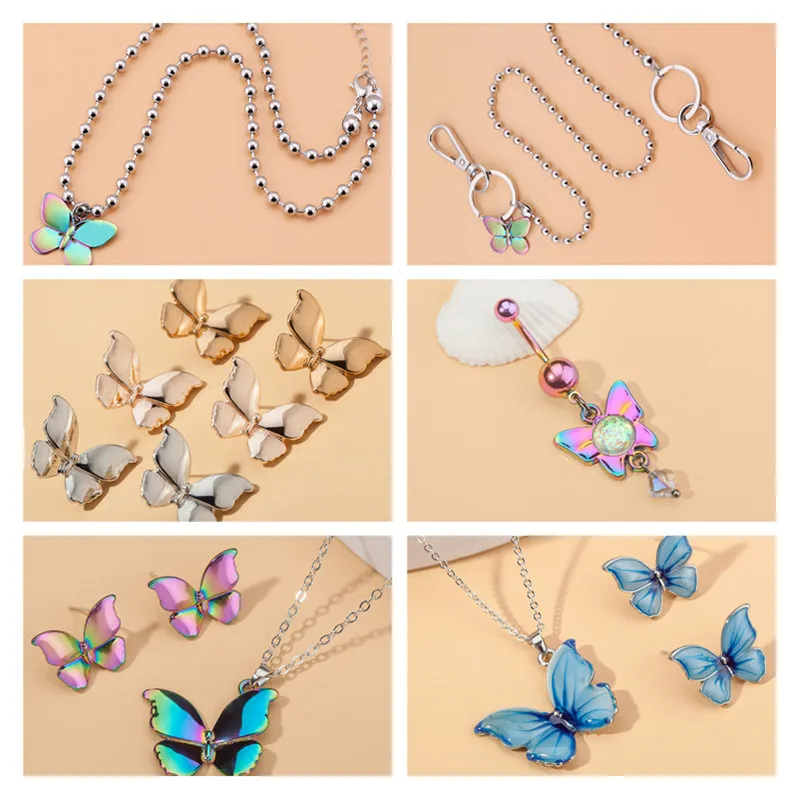 8 сезонов модное разноцветное серебряное ожерелье с бабочкой и бусинами брелок