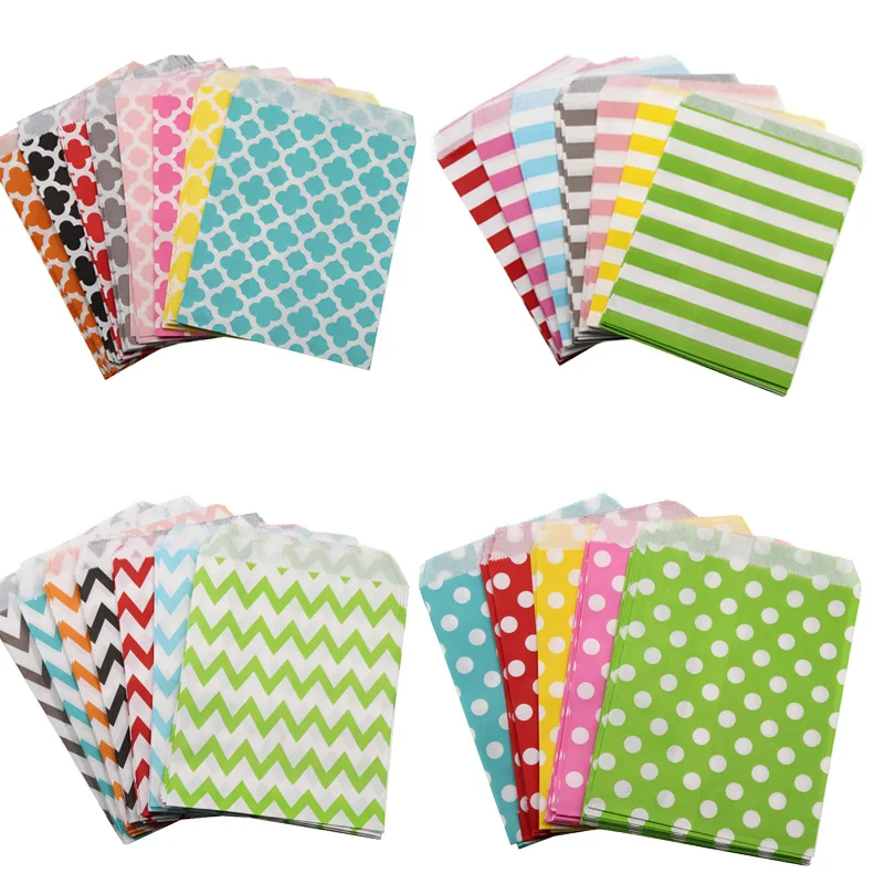 100 шт. Конфетные пакеты для шведского стола маленькие бумажные лакомств в полоску