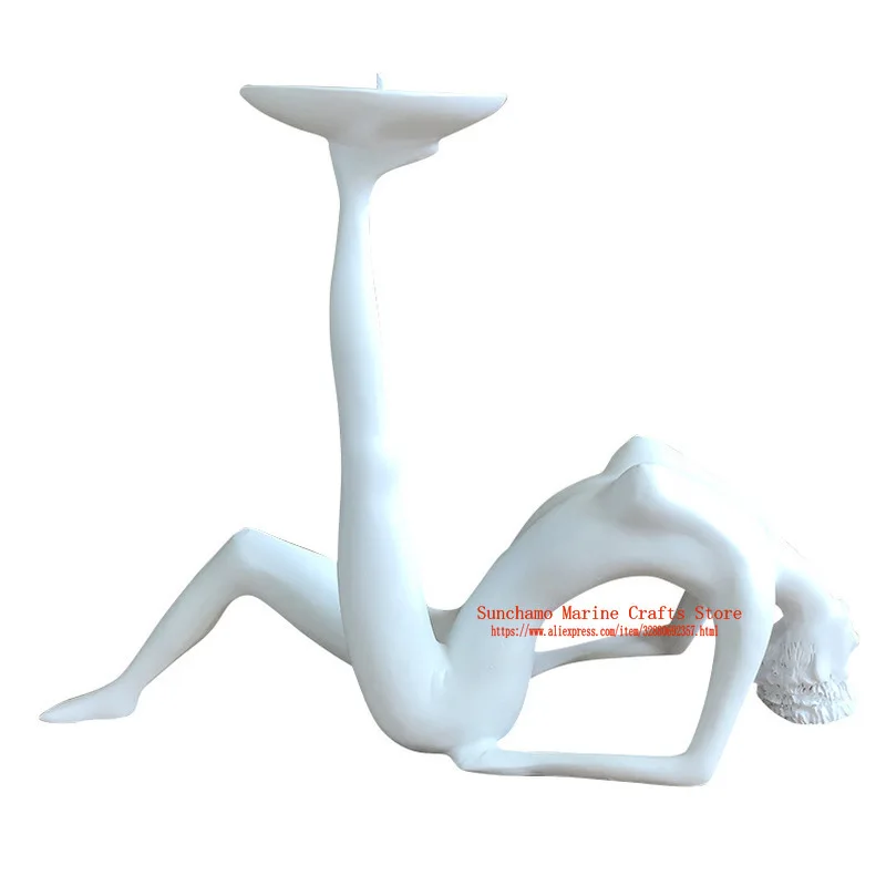 

Fashion Nordic Minimalist Black White Living Room Decoration Crafts Table Abstract Figurine Dancer Romantic Candle Holder Gift