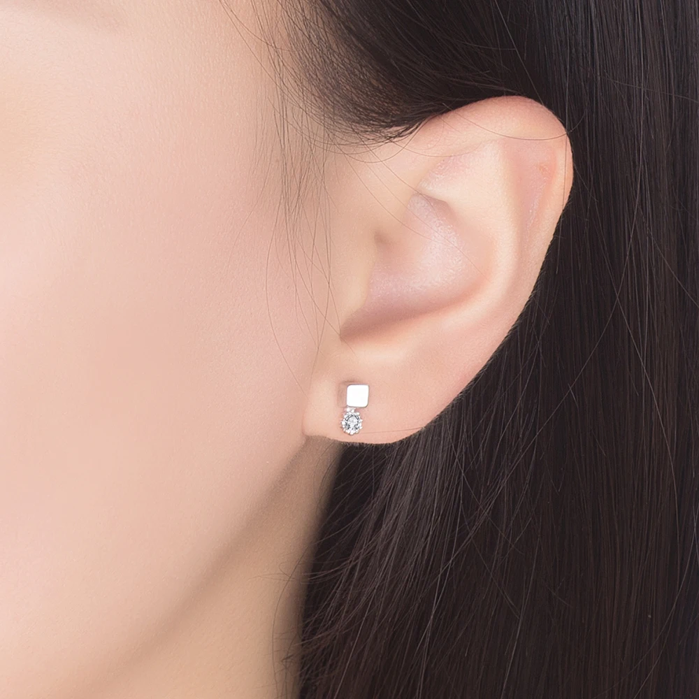 Новая Стразы Кубик Рубика серьги гвоздики элегантые сверкающие 100% 925