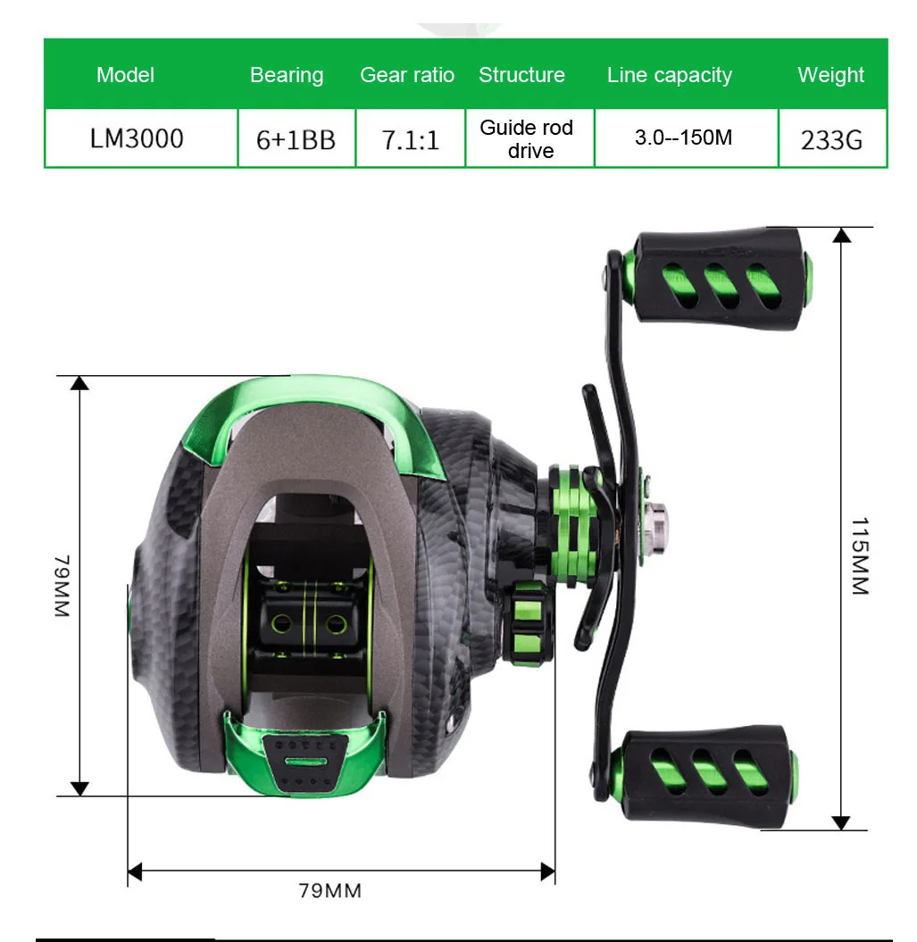 Двойной тормоз катушка для заброса приманки с магнитной системой максимальное