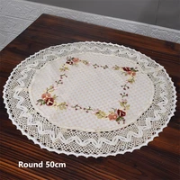 handmade crochet ribbon embroidered round table tablecloth bedside counter cushion coffee table dining table decoration