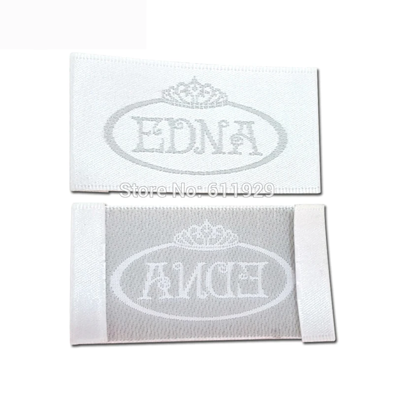 Одежда на заказ белые атласные тканые этикетки/вышитые этикетки для