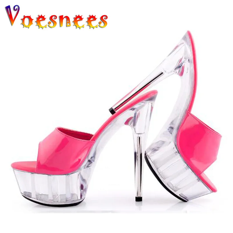 Шлепанцы женские прозрачные сланцы красивая Водонепроницаемая платформа