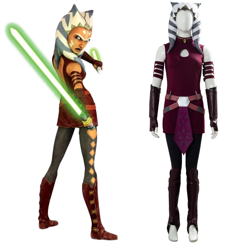 

Star Cosplay Wars: The Clone Wars Ahsoka Tano Cosplay Costume Adult Women Halloween Carnival Costumes Red Suit