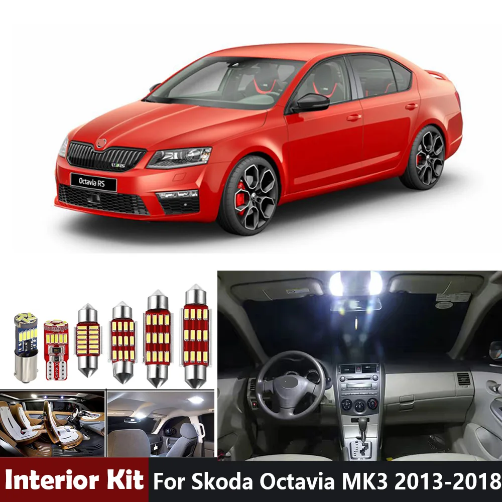 18 шт. белые светодиодные с Canbus лампа внутреннего освещения комплект для Skoda Octavia MK