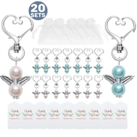 20pcsset guardian angel keychain wedding baptism mini keepsake wings pendant decorative jewelry