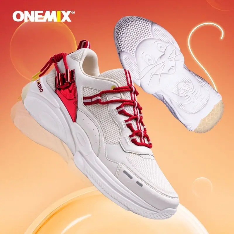

ONEMIX Men's Road Running Shoes Mesh Lace Up Sneakers Leather Mesh Stitching Breathable Fitness Woman Sport Shoes Free Shipping