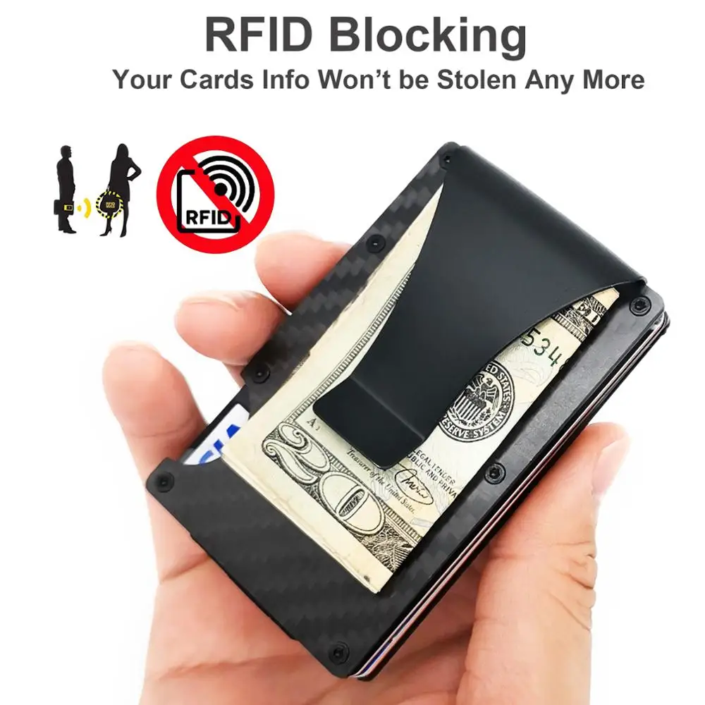 Кошелек Тактический из углеродного волокна с RFID-защитой и зажимом для денег |
