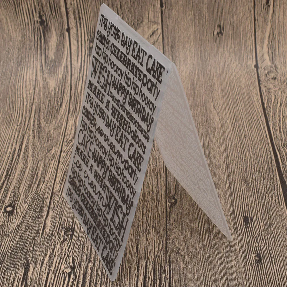 С днем рождения слова штампы Пластиковые тиснение Папка Бумага шаблон для