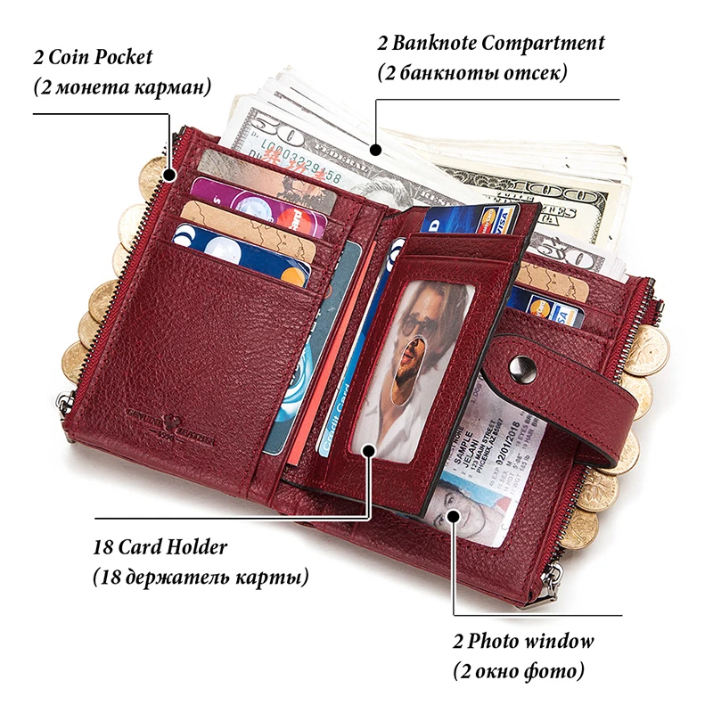 2020 кошелек из натуральной коровьей кожи Rfid женский для монет модная женская