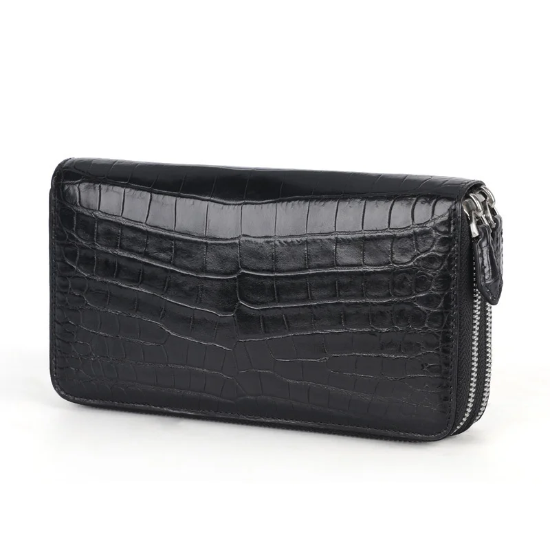 New Luxury Men Purse Double Zipper Genuine Leather Wallet Leisure Large Capacity Clutch Bag Fashion Trend Cosy Underarm Handbag