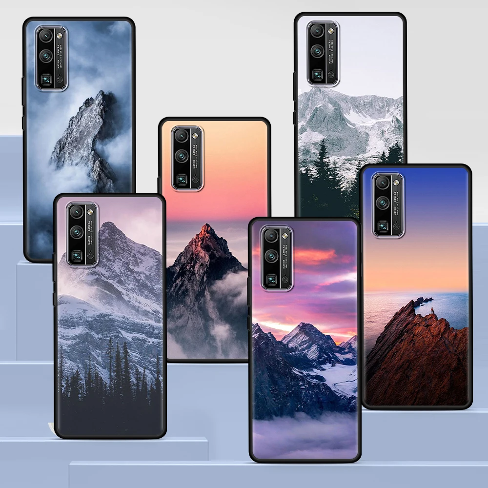 

Snowy Mountain Landscape Case for Honor 8S 20 10 8X 10 9 10i 20i 7X 8A Pro 9X for Huawei P30 P40 Lite Black Soft Phone Cover