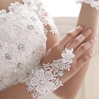 elegant lace short white fingerless fashion flower girl kid child student party performance dancing wedding gloves