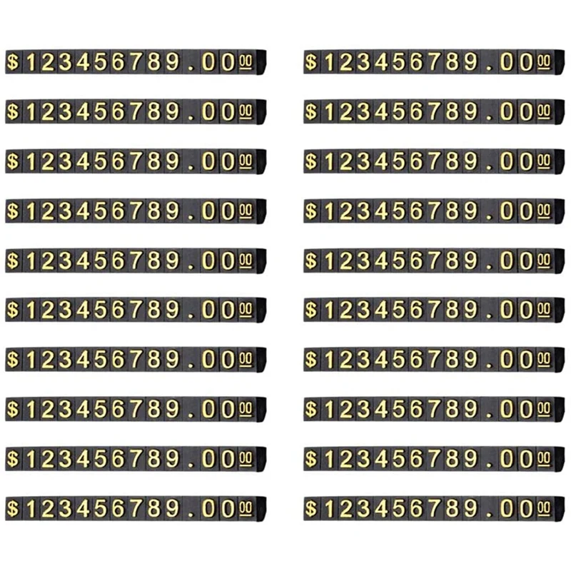 20 Sets Price Display Square Adjustable Tag For Counter Stand Number Letter Dollar Block Kit | Инструменты
