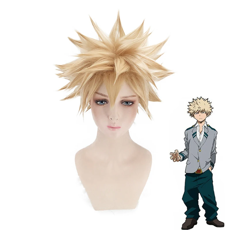 

My Boku no Hero Academia Bakugou Katsuki Bakugo Short Linen Blonde Heat Resistant Cosplay Costume Wig