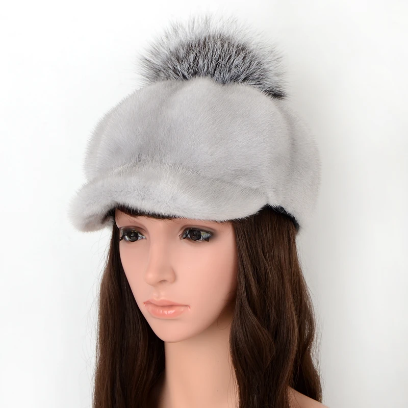 2020 Женские Кепки Зимняя Норковая Меховая Теплая Черная Шапка Для Женщин Кепка