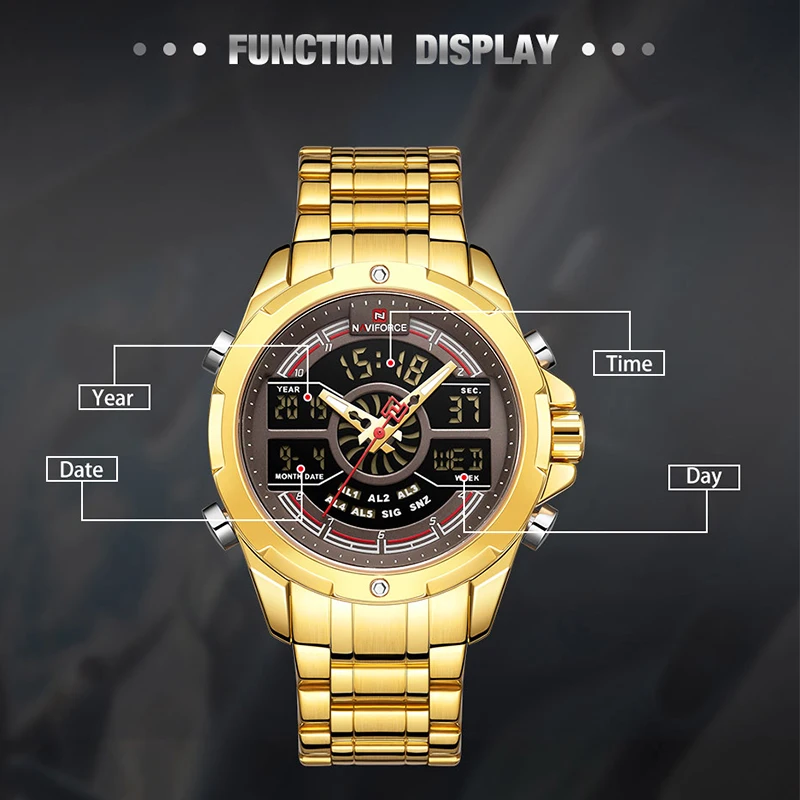 Часы NAVIFORCE мужские армейские спортивные светодиодный цифровые кварцевые