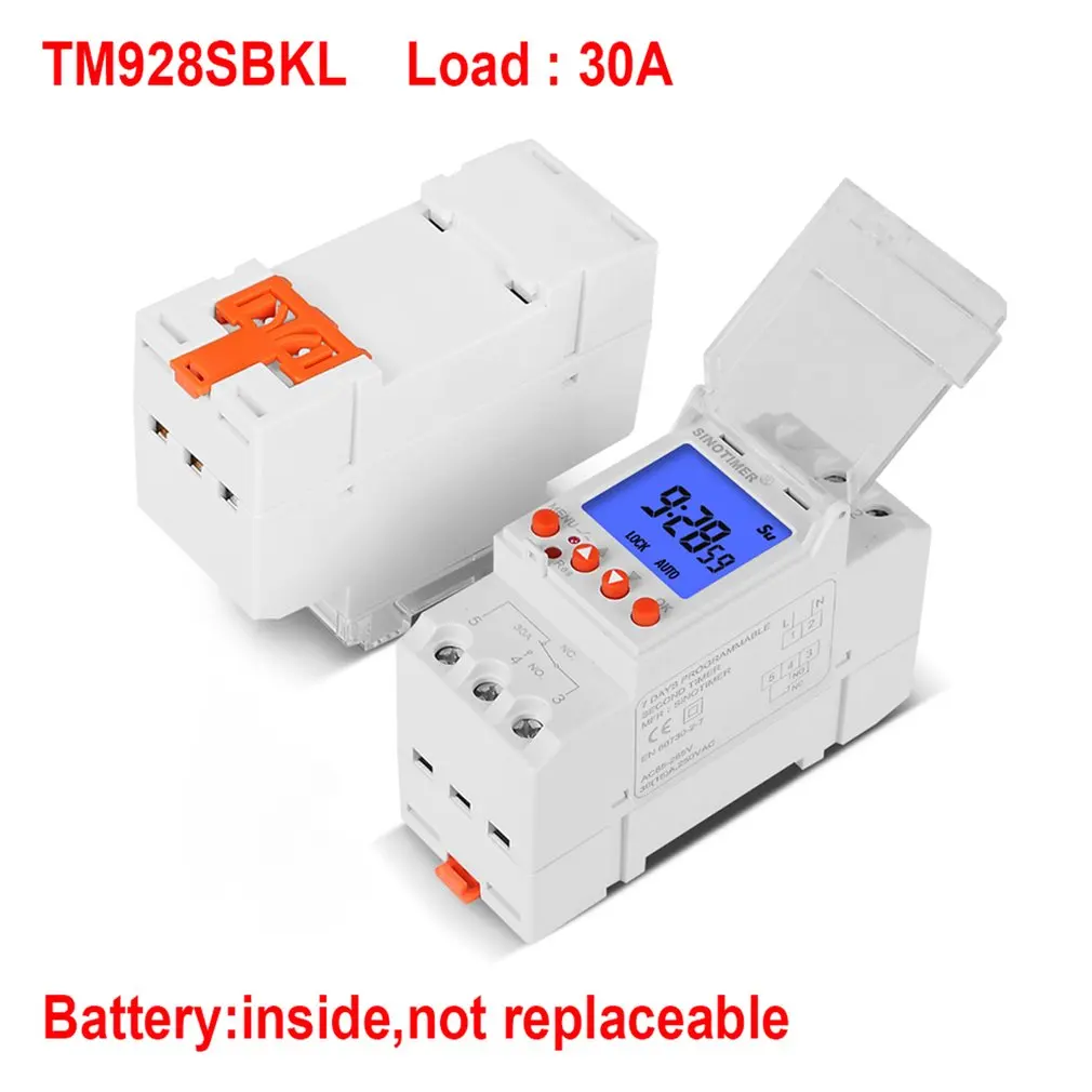 

Rail Timer Backlight Large Screen Display 85-265V 16 Times 1 Second Min Interval 7 Days Programmable Rail Timer