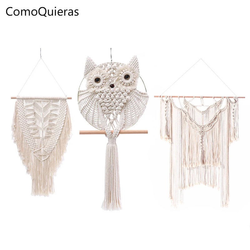 

Bohemian Woven Tapestry Tassel Wall Hanging Handmade Cotton Rope Nordic Style Home Tapestry Wall Decoration Bohemian Decor