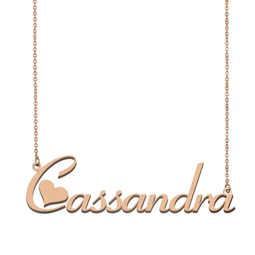 Cassandra Name Necklace Nameplate Custom Gold Stainless Steel for Women Girls Best Friends Birthday Wedding Xmas Mother Gift