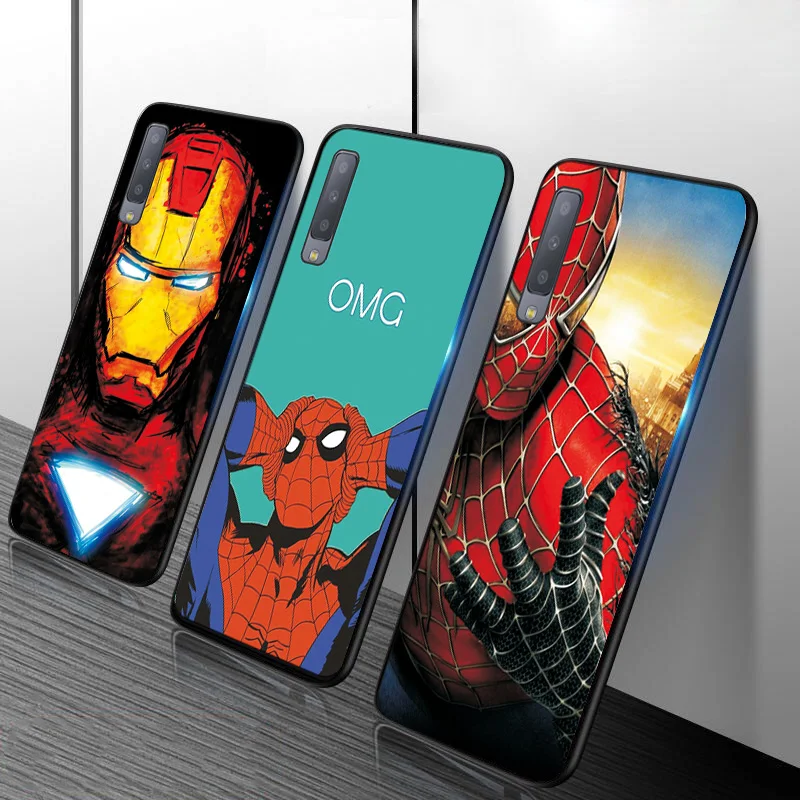Black TPU Phone Case For Samsung A6 A9 A750 2018 A8 Plus Marvel Avengers A10 A20 A30 A50 A60 A70 A2 Core Cover |