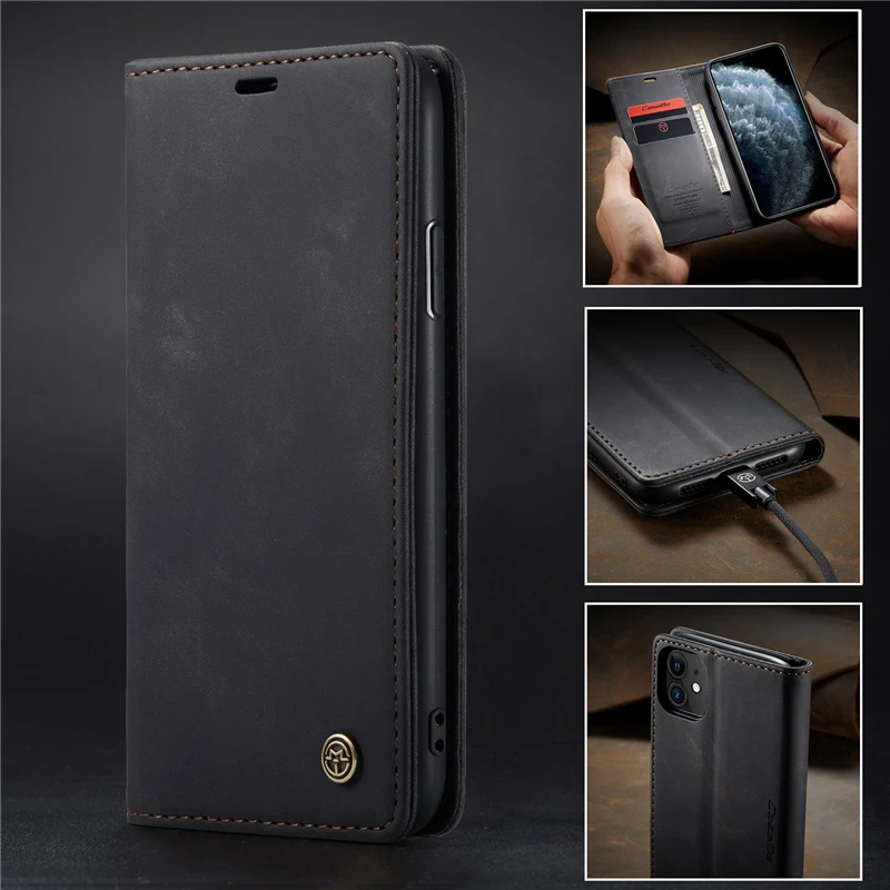 Кожаный чехол кошелек с откидной крышкой для iPhone 11 Pro X XR XS Max 6 6S 7 8 портмоне Apple Plus