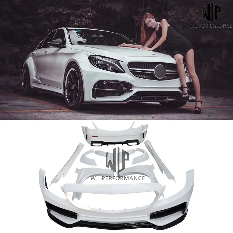 W205 CF/ПУ Неокрашенный материал передний и задний бампер боковые крылья юбки