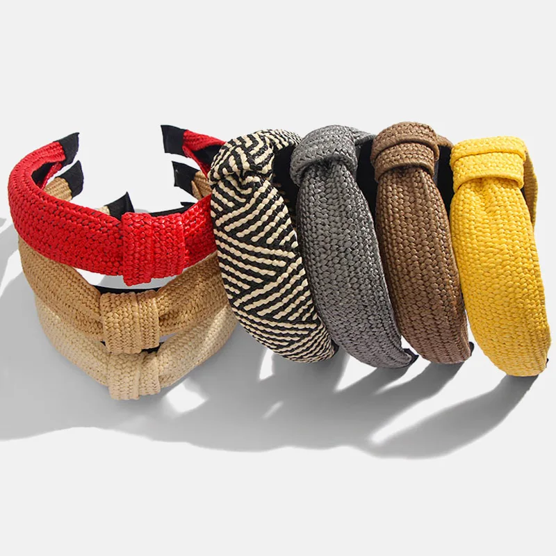 

Simple Knotted Headband for Women Straw Weave Cross Handmade Hair Hoop New Bohemian Hair Hoop Fashion Hair Accessories