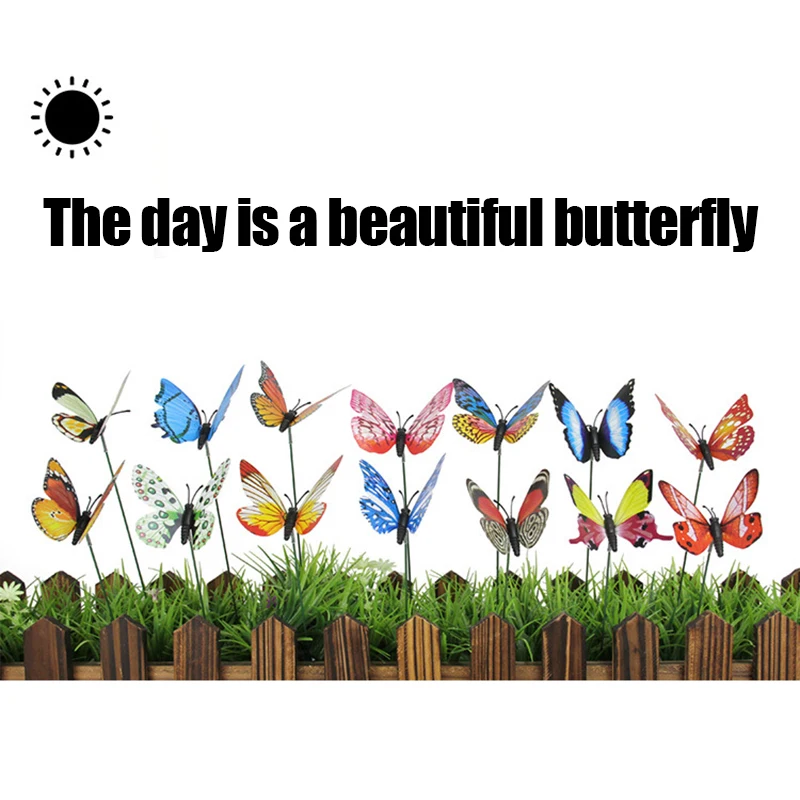 

3d Durable And Reusable Luminous Simulation Butterfly Handmade Flowerpot Stakes Crafts For Outdoor Garden Courtyard Decoration