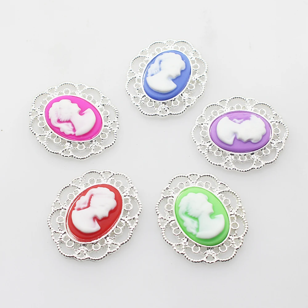 Полимерные пуговицы из серебристого сплава 10 шт./лот 25*29 мм с плоской спинкой
