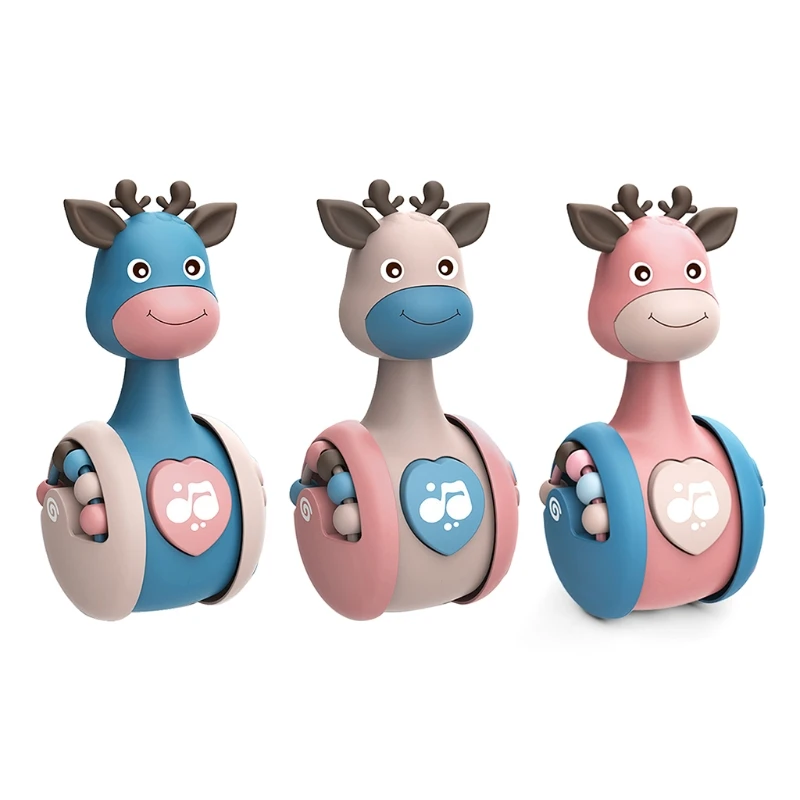 

Cartoon Giraffe Tumbler Doll, Sliding Tumbler Toy, Baby Rattles Toys For Children Kids Handle Educational Musical Dolls