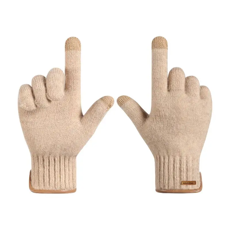 

Winter Thermal Solid Knitted Gloves Touch Screen Padded Wind Proof Cycling Sports Outdoor Work Gift for Women And Men