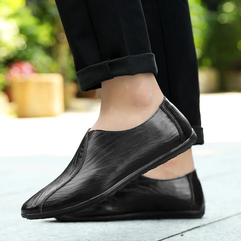 Мужская кожаная обувь слипоны Zapatos De Hombre мокасины из натуральной кожи KPOCCOBKN