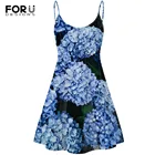 FORUDESIGNS, темпераментное женское платье без рукавов, модное платье с принтом гортензии, роскошное вечернее Платье До Колена Для Женщин 2020