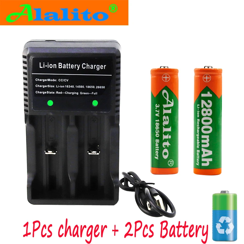 Alalito 18650 Батарея 3 7 V 12800mAh аккумуляторная батарея льва для светодиодной вспышки