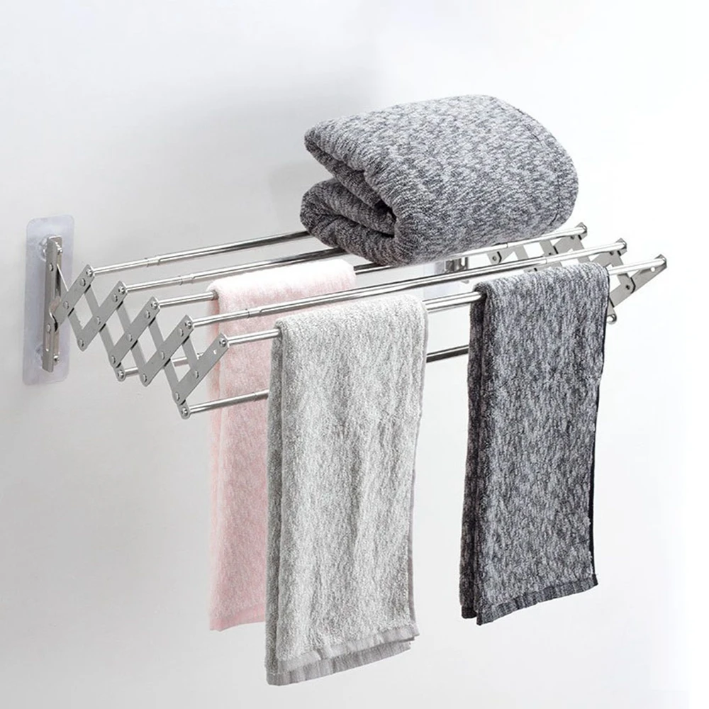 

Towel Bars 31 Inch No Drill Fold Away Racks Bathroom Lavatory Wall Mount Towel Shelf Holders,Rustproof SUS 304 Stainless Steel