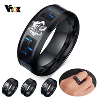 vnox mens 8mm personalize laser engraved wolf dragon bands ring black stainless steel with carbon fiber custom gifts jewelry