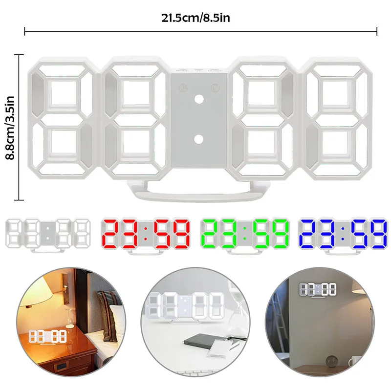 3D светодиодный настенные часы современный дизайн цифровые настольные будильник