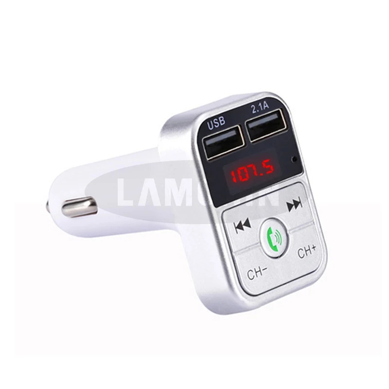 Silver Автомобильное зарядное устройство с fm-передатчиком Bluetooth приемник Handfree диск/TF карта воспроизведения музыки для samsung Xiaomi IPhone Dual USB зарядное устройство - Тип штекера: Silver