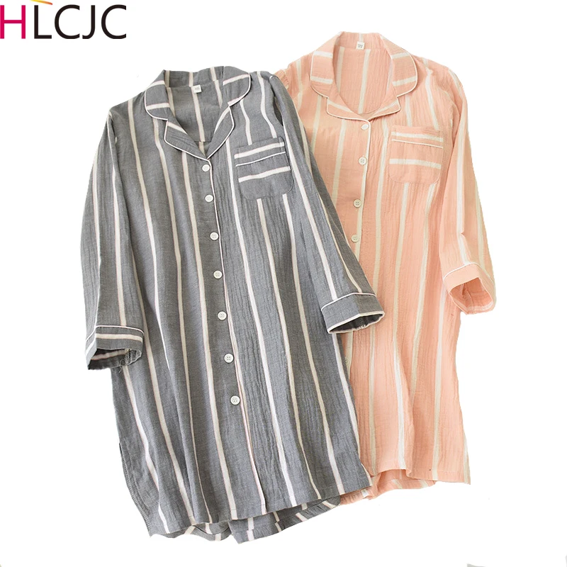 Женская одежда для сна в полоску пижама с длинным рукавом пеньюар летняя