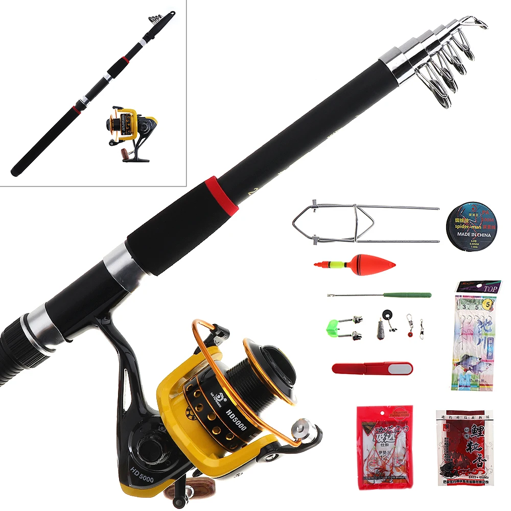 15 шт. 2 7 м профессиональная Удочка катушка Combo полный комплект телескопическое