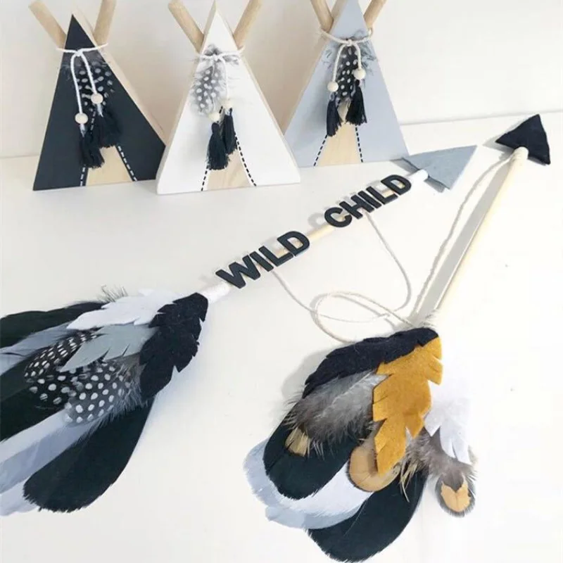 INS скандинавском Стиль деревянная стрела и головной повязкой с пером палатка