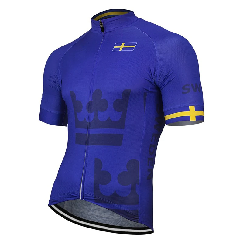

Sweden New Outdoor Men Summer Breathable Cycling Jersey Bike Road Mountain Race Tops Bicycle Wear Blue Bike Clothes Quick Dry