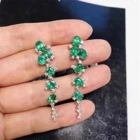 natural columbia emerald green gemstone earrings real 925 silver earrings fine charm jewelry for women